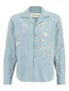 Baziszt Saba Embroidered Striped Shirt In Blue
