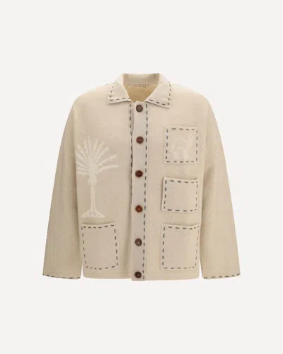 Baziszt Seeker Intarsia-knit Cashmere Cardigan In Neutral