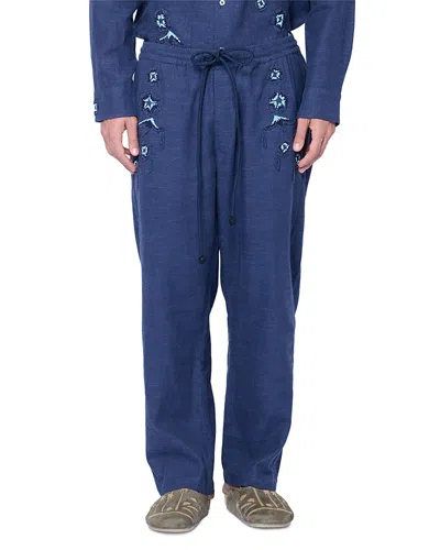 Baziszt Sesame Flower Woven Drawstring Pants In Animal Print