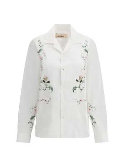 Baziszt Floral-embroidered Shirt In White