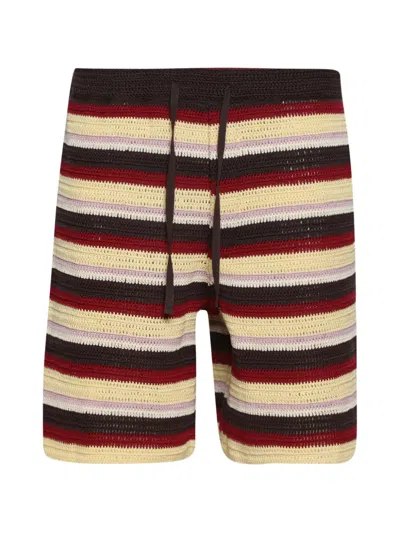 Baziszt Sweden Horizontal-stripe Shorts In Burgundy