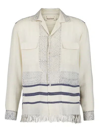 Baziszt Talilo Embroidered Striped Shirt In Neutral