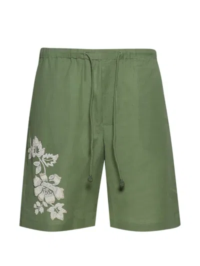 Baziszt Toujours Floral Shorts In Green