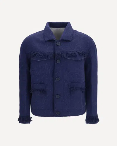 Baziszt Vedu Reversible Alpaca And Wool-blend Jacket In Blue