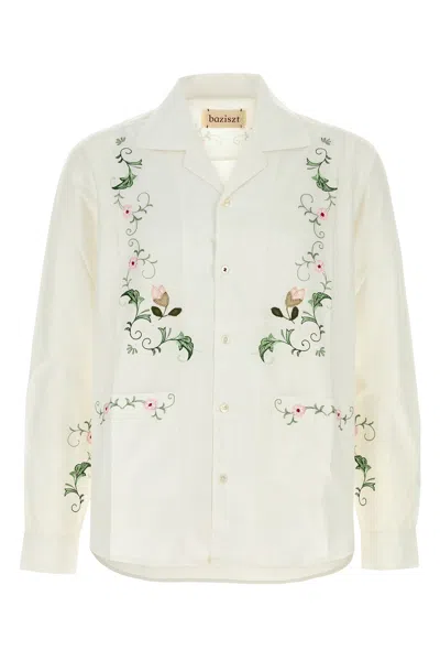 Baziszt White Popeline Popin Shirt In Neutral