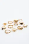 Bazou Retro Ring Set In Gold In Silver