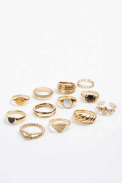 Bazou Retro Ring Set In Gold In Silver