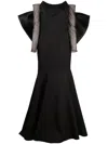Bazza Alzouman Off-shoulder Satin Fishtail Gown In Black