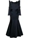 Bazza Alzouman Off-shoulder Satin Fishtail Gown In Blue