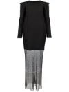 Bazza Alzouman Rhinestone-embellished Off-shoulder Gown In Black