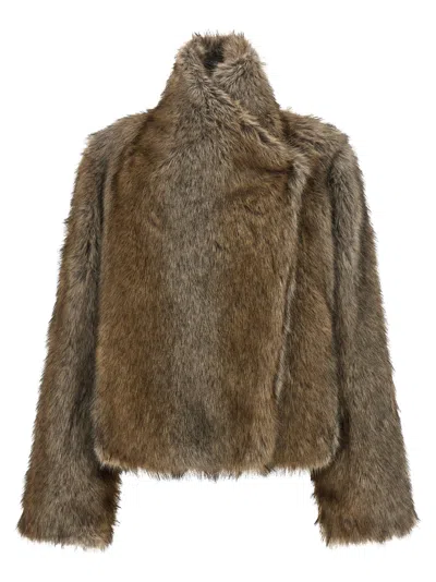 Bb Couture B&b Couture 'brigitte First' Eco-fur Coat In Brown