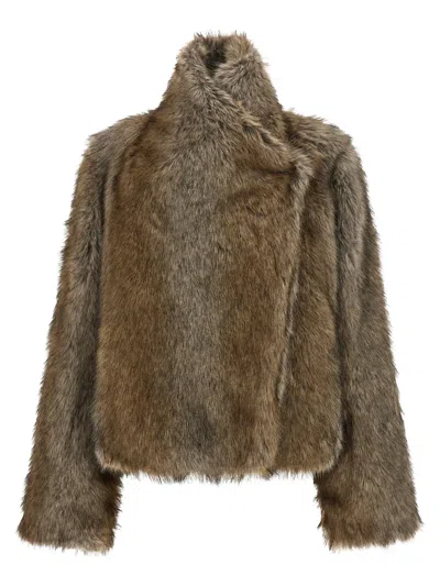 Bb Couture Brigitte Faux-fur Jacket In Brown