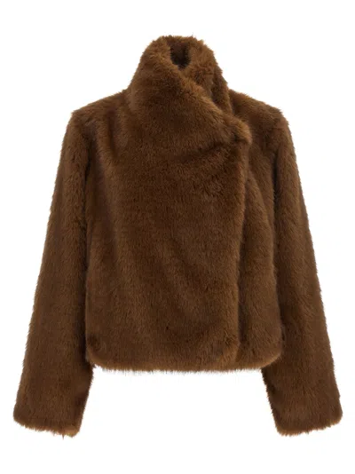 Bb Couture B&b Couture 'farrah First' Eco-fur Coat In Brown