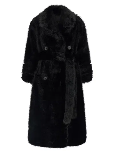 Bb Couture B&b Couture 'jackie' Eco-fur Trench Coat In Black
