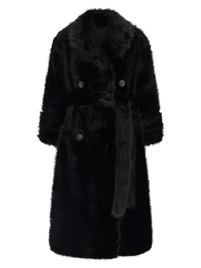 Bb Couture Jackie Black Double-breasted Coat With Belt