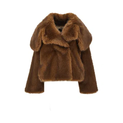 Bb Couture 'barbra' Faux Fur Jacket In Brown