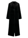 Bb Couture Beaver Collarless Coat In Black