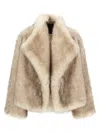 Bb Couture Beige Snowy Ecofur Jacket In Neutral