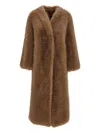 Bb Couture Biscuit Ecofur Coat In Brown