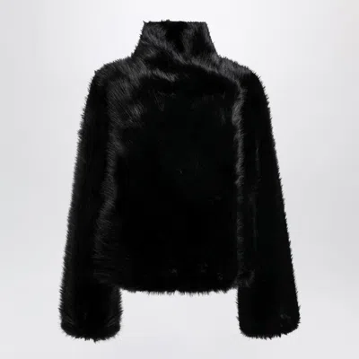 Bb Couture Black Jackie Jacket In Faux Fur