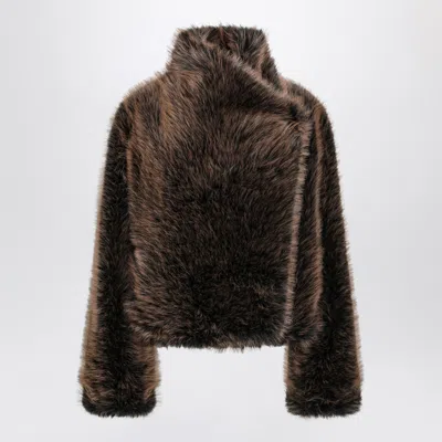 Bb Couture Black/brown Susan Jacket In Faux Fur