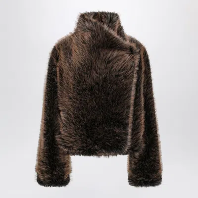 Bb Couture Black/brown Susan Jacket In Faux Fur