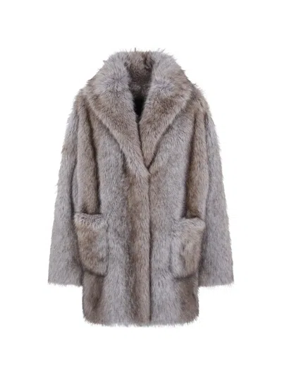 Bb Couture Brigitte Faux-fur Coat In Grey