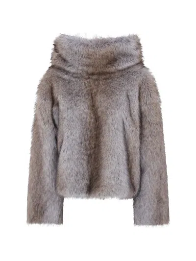 Bb Couture Brigitte Faux-fur Jacket In Brown