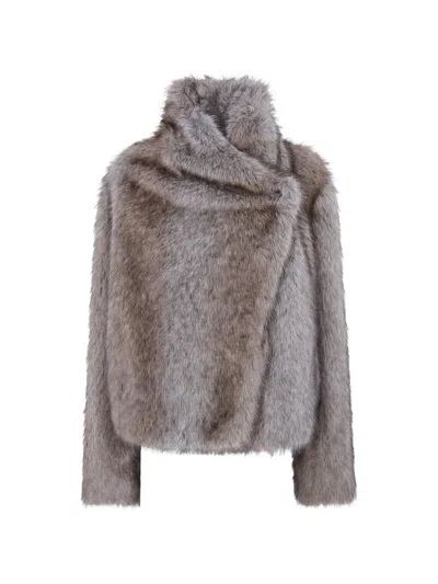 Bb Couture Brigitte Faux-fur Jacket In Neutral
