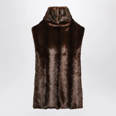 Bb Couture Brown Faux Mink-effect Fur Vest In Multi