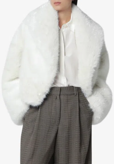 Bb Couture Carrie Faux Mink Fur Jacket In White
