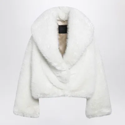 Bb Couture Carrie Jacket In White Faux Mink-effect Fur