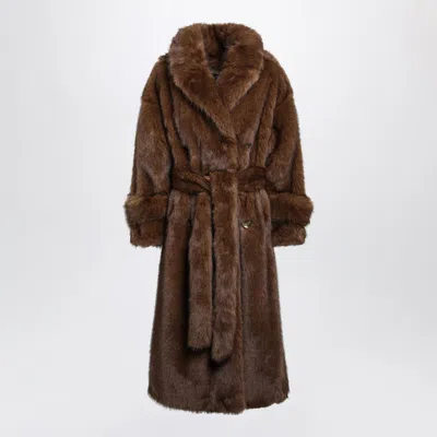 Bb Couture Farrah Brown Doublebreasted Coat With Belt