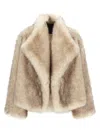 Bb Couture Snowy Ecofur Jacket In Brown
