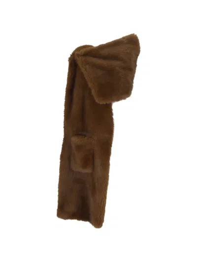 Bb Couture Faux-fur Hooded Scarf In Brown