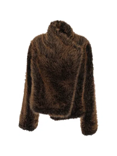 Bb Couture B&b Couture 'susan First' Eco-fur Coat In Brown