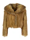 Bb Couture Long-sleeved Faux-fur Jacket In Brown