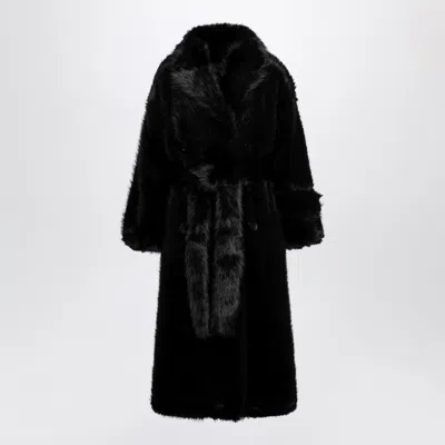 Bb Couture Jackie Black Double-breasted Coat With Belt