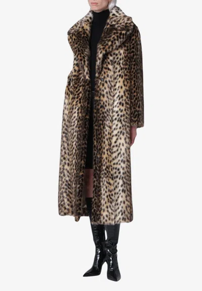 Bb Couture Leopard-print Faux Fur Long Coat In Animal Print