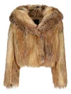 Bb Couture Long-sleeved Faux-fur Jacket In Brown