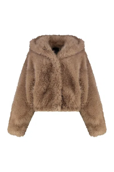 Bb Couture Mink Faux Fur Jacket In Brown