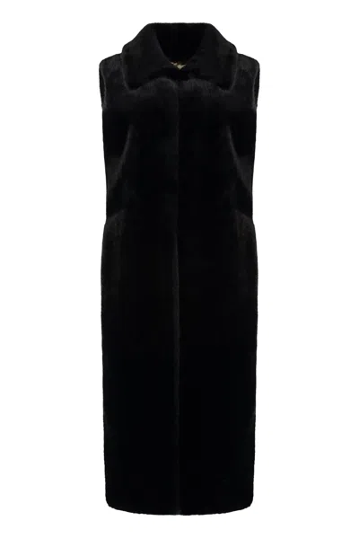 Bb Couture Scarlet Faux Fur Waistcoat In Black