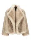 Bb Couture Beige Snowy Ecofur Jacket In Neutral