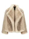 Bb Couture Snowy Ecofur Jacket In Brown
