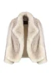 Bb Couture Beige Snowy Ecofur Jacket In Neutral