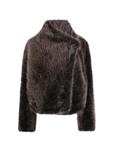 Bb Couture Susan Faux-fur Jacket In Brown