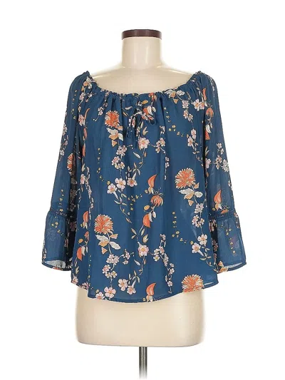 Pre-owned Bb Dakota 3/4 Sleeve Blouse In Blue