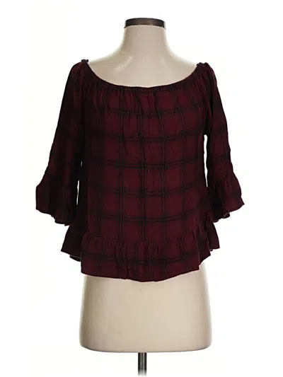 Pre-owned Bb Dakota 3/4 Sleeve Blouse In Burgundy
