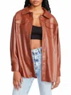 Bb Dakota Brooklyn Vegan Leather Shacket In Cognac In Green