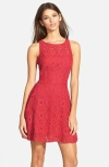 Bb Dakota By Steve Madden Bb Dakota 'yale' Lace Panel Fit & Flare Dress In True Red